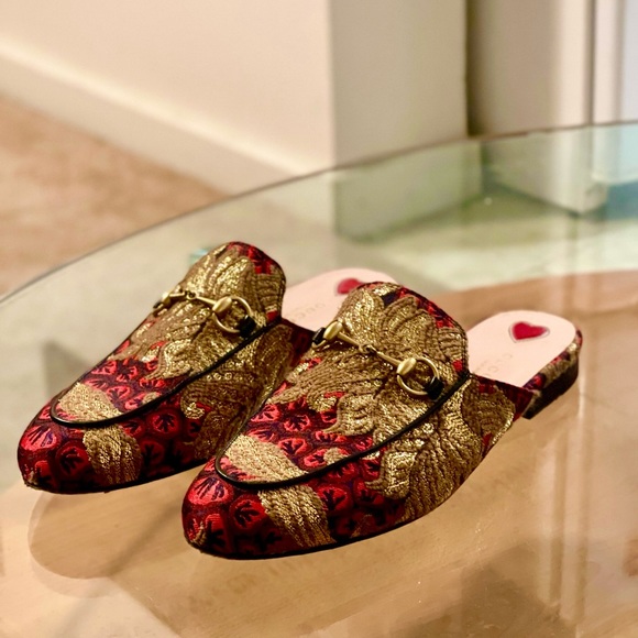 Gucci Princetown Brocade Mules size 38 - Picture 1 of 3
